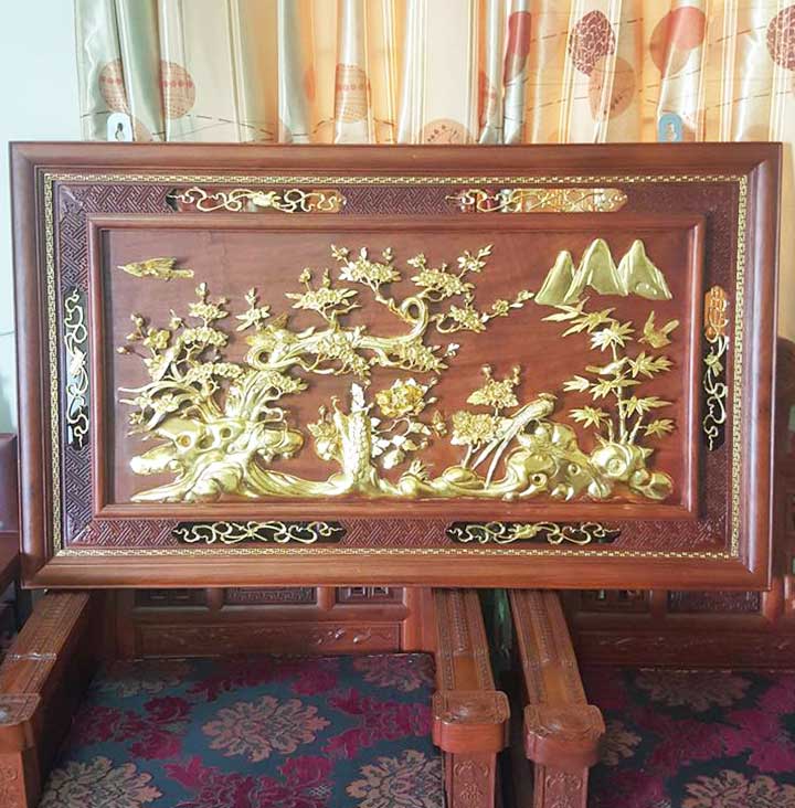 Tranh Thư Pháp Quê Hương gỗ hương 40x88x3 - Ảnh 4