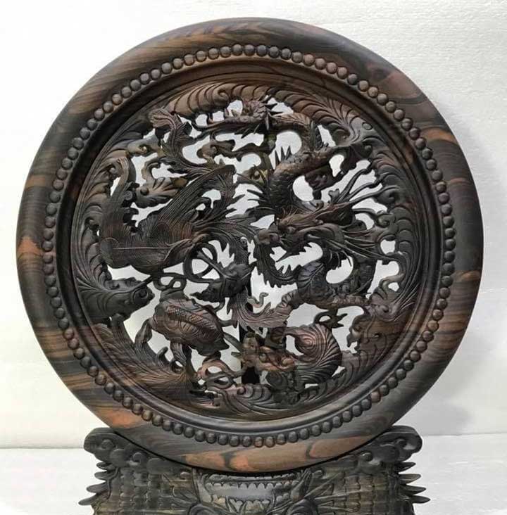 Tranh phù dung công gỗ hương loại to 127x81x50cm - Ảnh 4