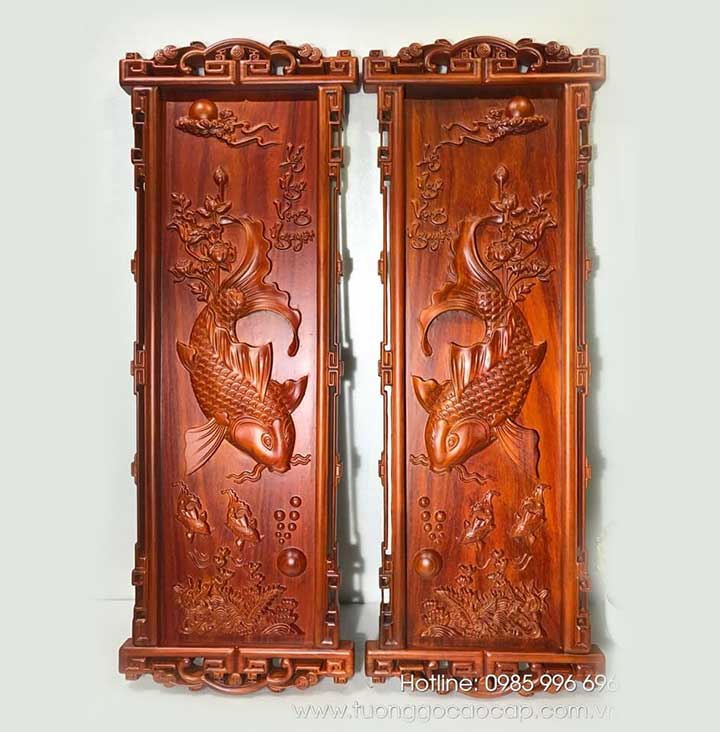 Tranh tứ quý gỗ hương dát vàng 86x145x5cm - Ảnh 4