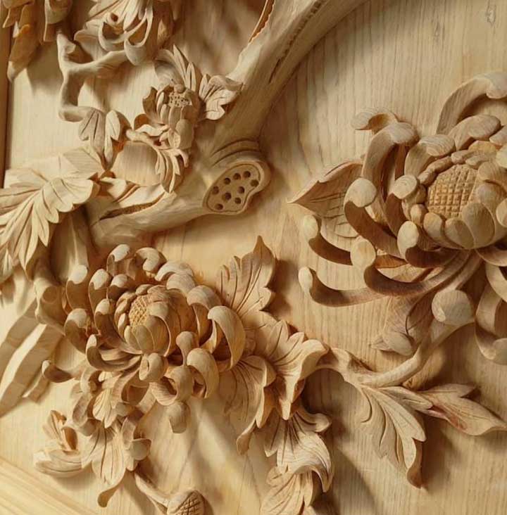 Tranh nhất long gỗ mun hoa 130x70x8cm