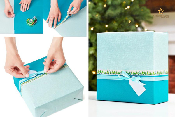 hộp quà Giáng Sinh trang trí nhũ