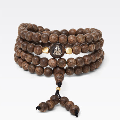 Vòng Tay 108 Kim Nhị Tâm - Trầm Hương Việt Nam Khảm Vàng