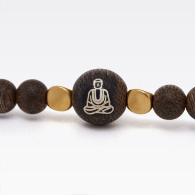 Alternative view of Vòng Tay 108 Kim Nhị Tâm - Trầm Hương Việt Nam Khảm Vàng