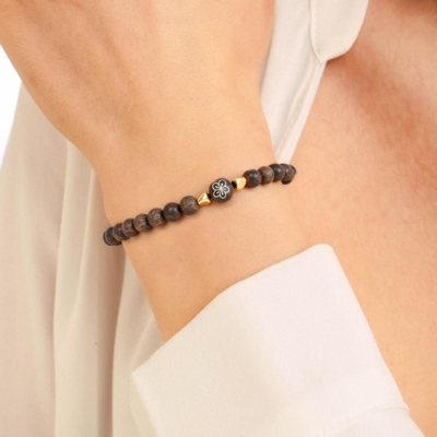 Alternative view of Vòng Tay Kim Vương Bảo - Trầm Hương Việt Nam Khảm Vàng