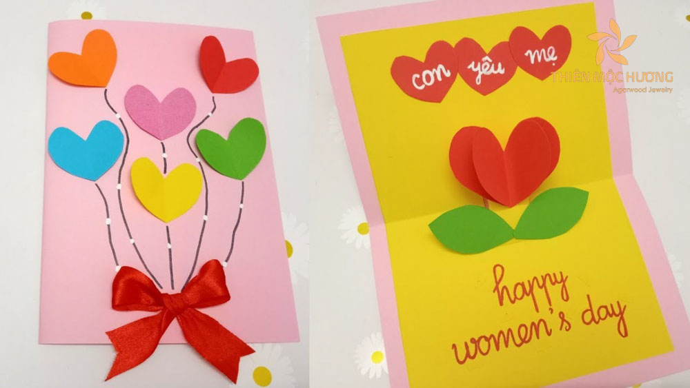 Thiệp 8/3 tạo hình trái tim bằng giấy