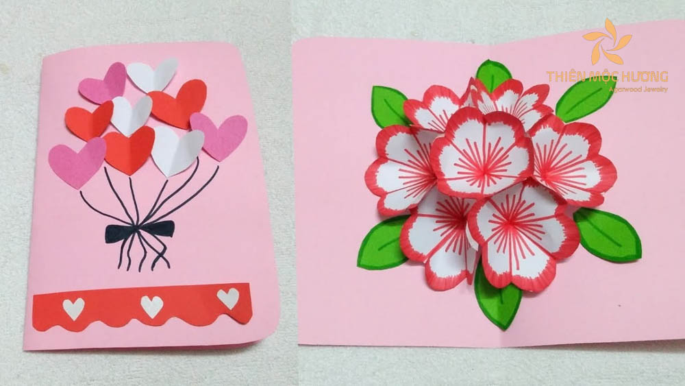 Làm thiệp 8/3 tạo hình bông hoa 3D vô cùng đẹp mắt