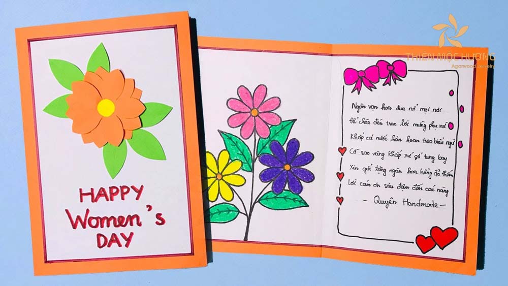 Cách làm thiệp 8/3 tặng cô giáo đẹp mắt bằng hoa giấy