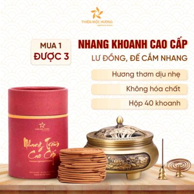Combo Lư Đồng Và Nhang Khoanh 16 Năm