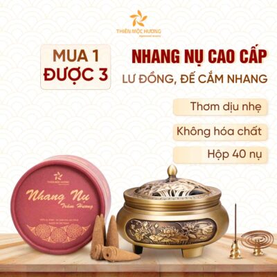 Combo Lư Đồng Và Nhang Khoanh 16 Năm