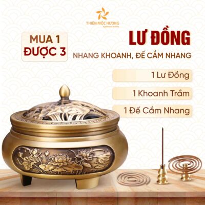Combo Lư Đồng Và Nhang Khoanh
