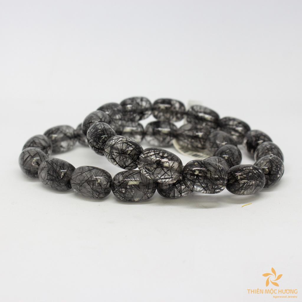 Vòng lu thống kết hợp đá quý màu đen