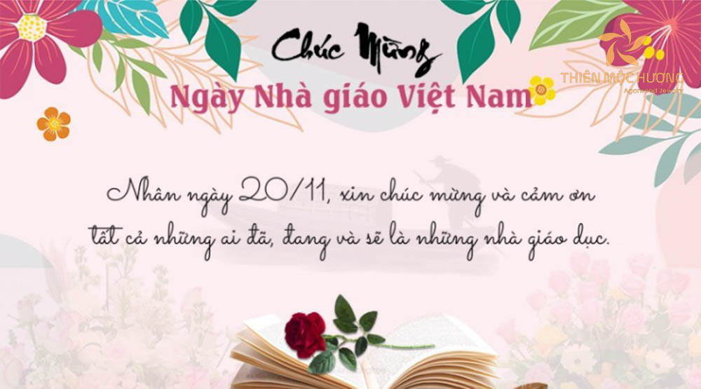 Hình ảnh hoa kết hợp với lời chúc ý nghĩa cho giáo viên ngày 20/11