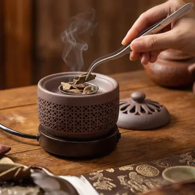 Lư Xông Trầm Điện Hỗ Trợ Hẹn Giờ Kèm Phụ Kiện - Mẫu Bầu Nâu