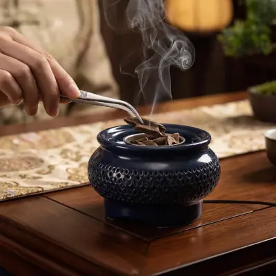 Lư Xông Trầm Điện Hỗ Trợ Hẹn Giờ Kèm Phụ Kiện - Mẫu Tròn Xanh