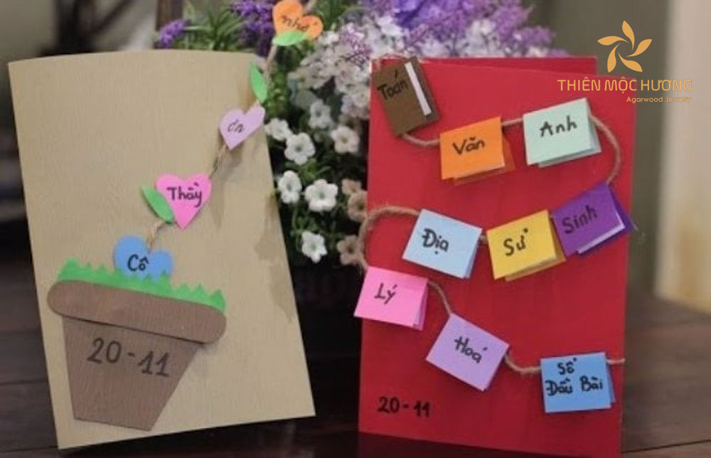 Thiệp chúc mừng 20 tháng 11 trang trí các môn học