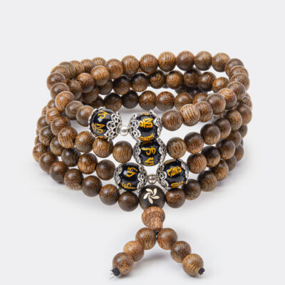 Vòng tay Trầm Hương 108 hạt Đại Minh Ngũ Ngọc - Trầm Tốc - Mệnh Thổ