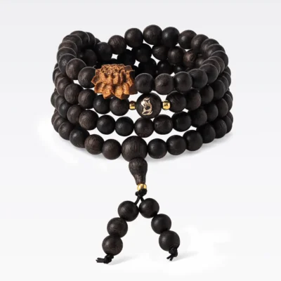 Vòng Tay 108 Kim Mộc Ngư - Trầm Hương Việt Nam VIP Khảm Vàng